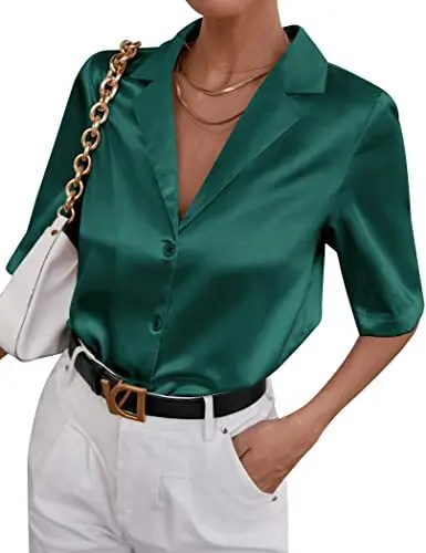 

Женская летняя блузка Satain 2022, Женский Топ с коротким рукавом, отложным воротником и пуговицами, уличная одежда, элегантные тонкие футболки, ...