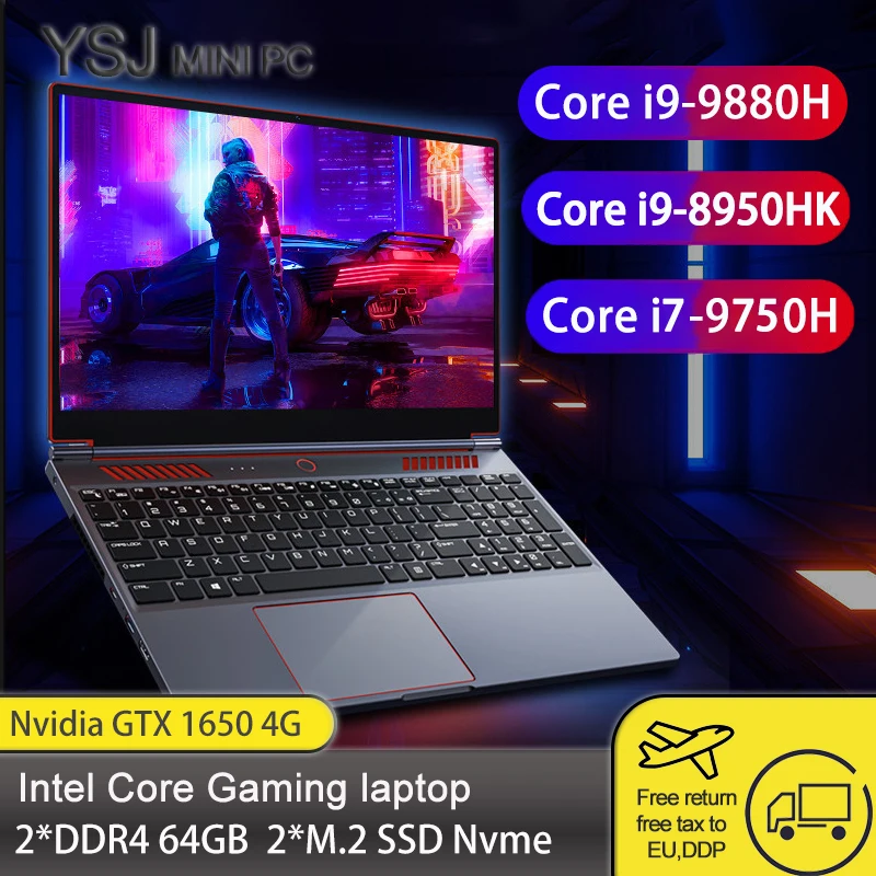 

【 618 】новый игровой ноутбук Intel Core i9-9980HK i9-8950HK Nvidia Geforce GTX 1650 4G Мини-ПК ультрабук Win10/11 сканер отпечатков пальцев