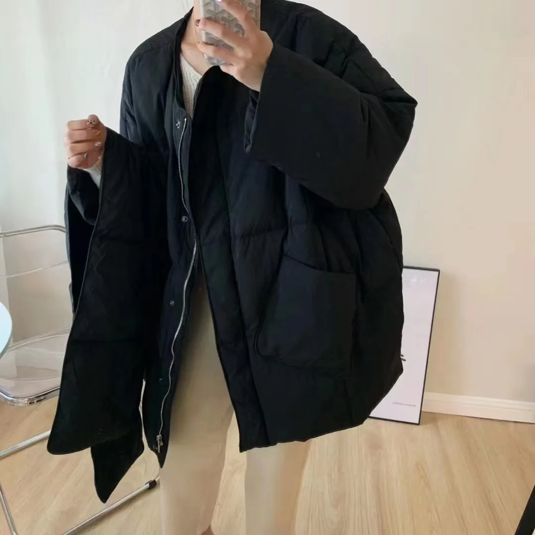 Scarf Down Jacket Winter 2022 New Net Red Mid-Length Sweet and Fashionable White Duck Down Thickened Bread Jacket Women's Tide