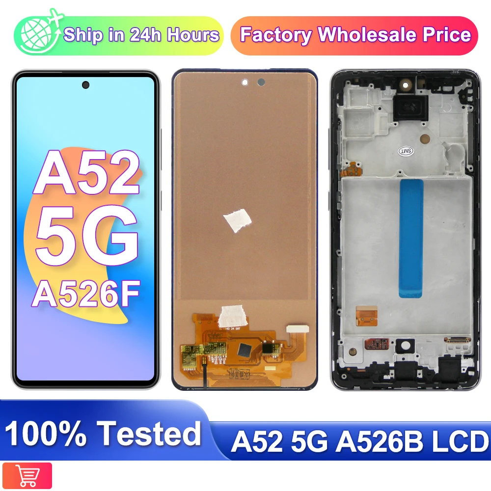 100% протестированный для Samsung Galaxy A52 5G A5260 A526B A526F/DS, ЖК-дисплей, сенсорный экран, дигитайзер, Замена для Samsung A526 LCD