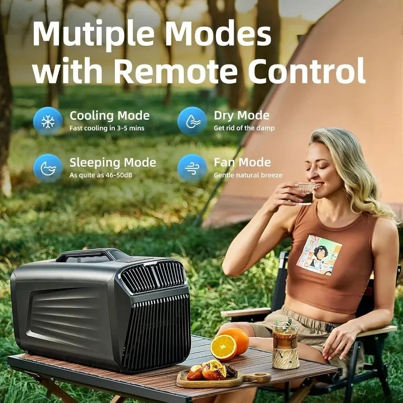 Фото Портативный кондиционер для палаток 5200 BTU, 500 Вт, низкопотребляющий бесшумный кондиционер для кемпинга, автодомов, грузовиков, гаражей и охлаждения домашних животных, для использования в помещении и на улице №3