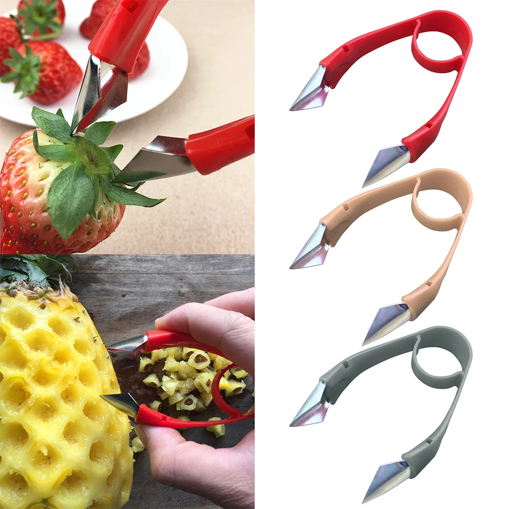 

Pineapple Eye Peeler Strawberry Huller Stem Gem Top Stem Remover Cutter Practical Seed Remover Clip Slicer Clip Stainless Steel