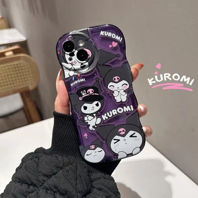 

Sanrio Kawaii Kuromi Cartoon Iphone Mobile Phone Protective Case Cute Anime Y2K Girl Mobile Phone Accessories Soft Shell