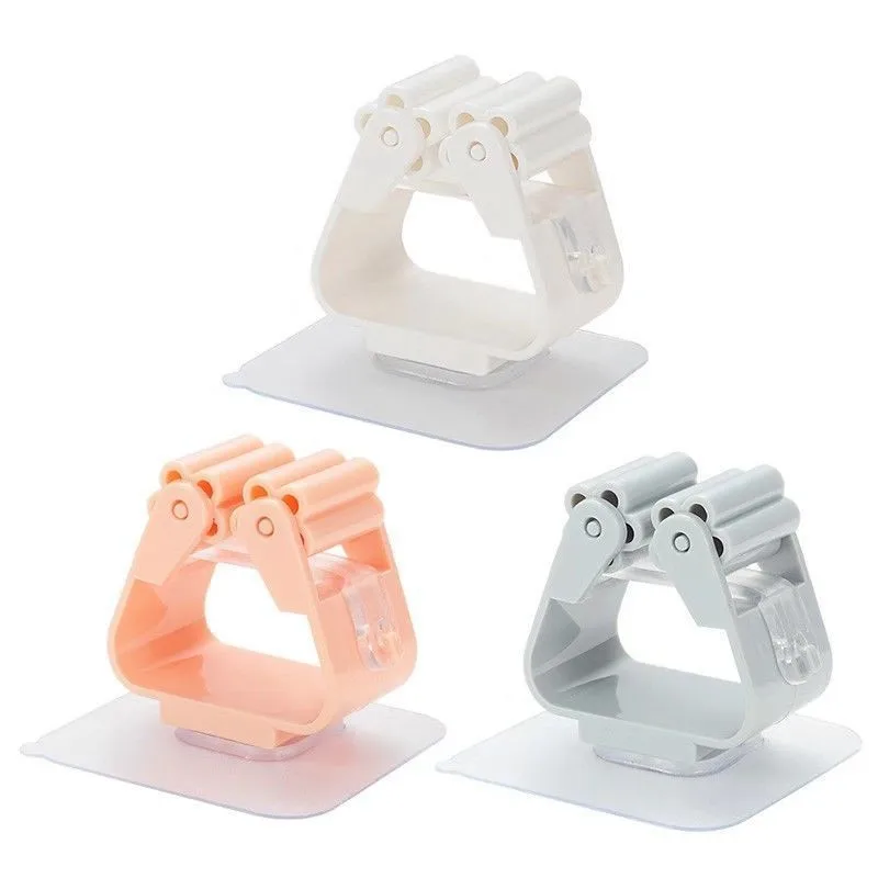 

2Pcs Mop Holder Sticky Multipurpose Wall Hook Mounted Non-marking Fixed Storage Rack Kitchen Storage Rack Home Accessories