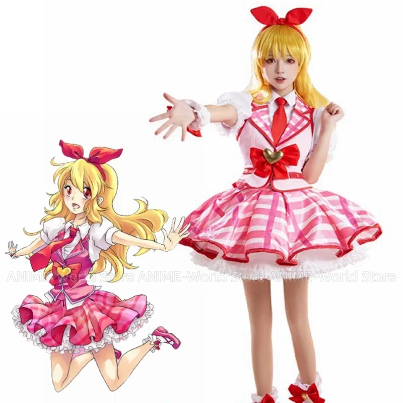 Аниме Aikatsu Косплей Hoshimiya Женская милая косплейная Униформа Ichigo на Хэллоуин