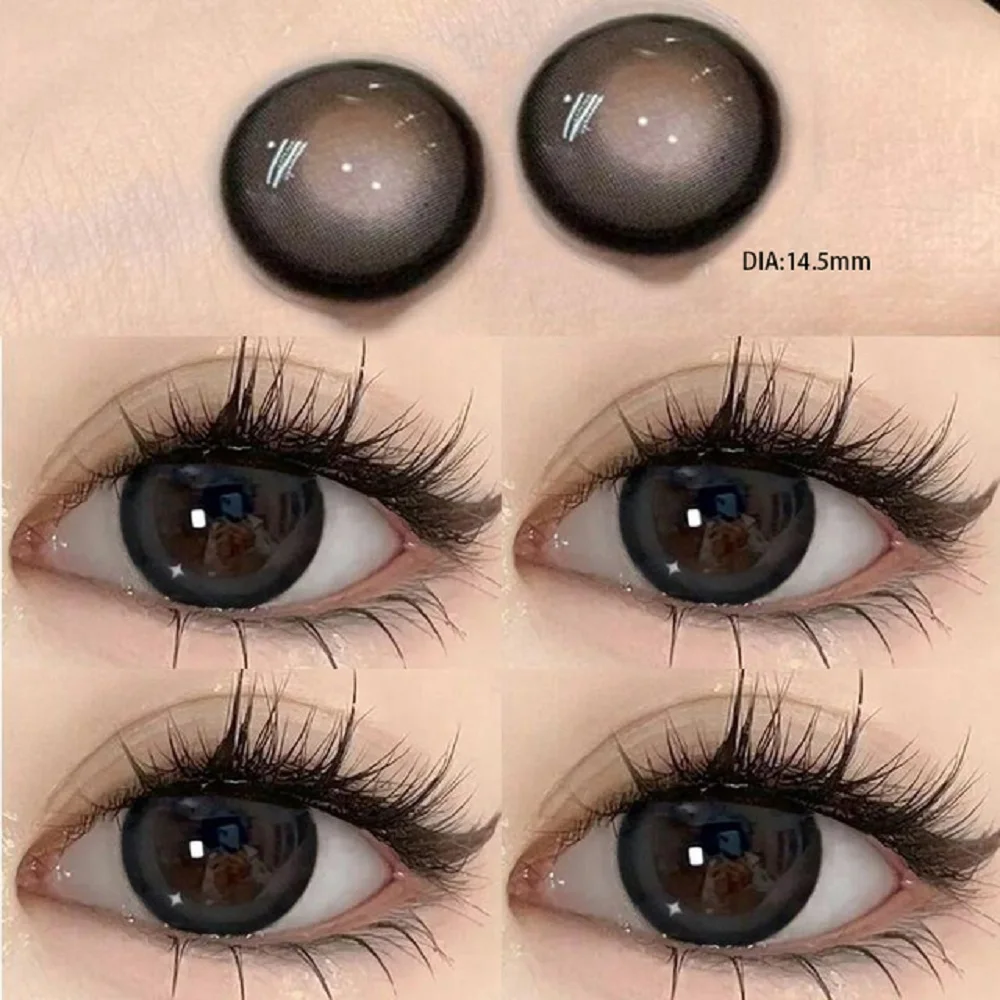 

KSSEYE 2pcs Contact Lenses Myopia Brown Large Pupils Contacts Black Pupil Beautiful Lens Color Eyes Natural Yearly Free Shipping