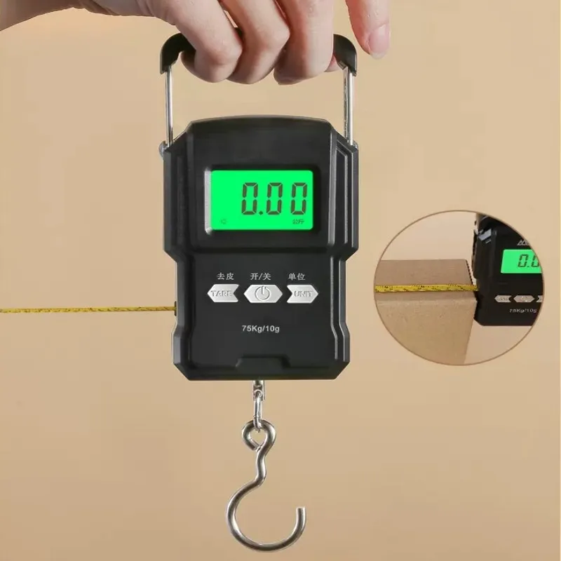 

With 75kg/10g Tape Measuring Scales Weighing Digital Electronic For Fishing Travel Scale Scale Hook Display Luggage Hanging