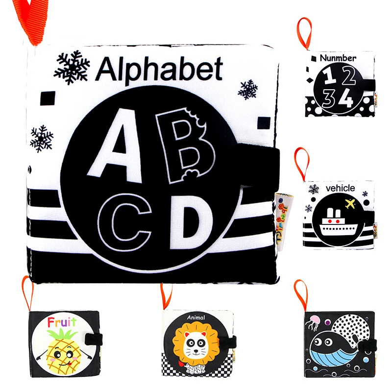 

Rattle Crib Baby Sensory Toys for Newborn Stroller Hanging Doll Montessori Early Educational Black White Baby Book 0 12 Months