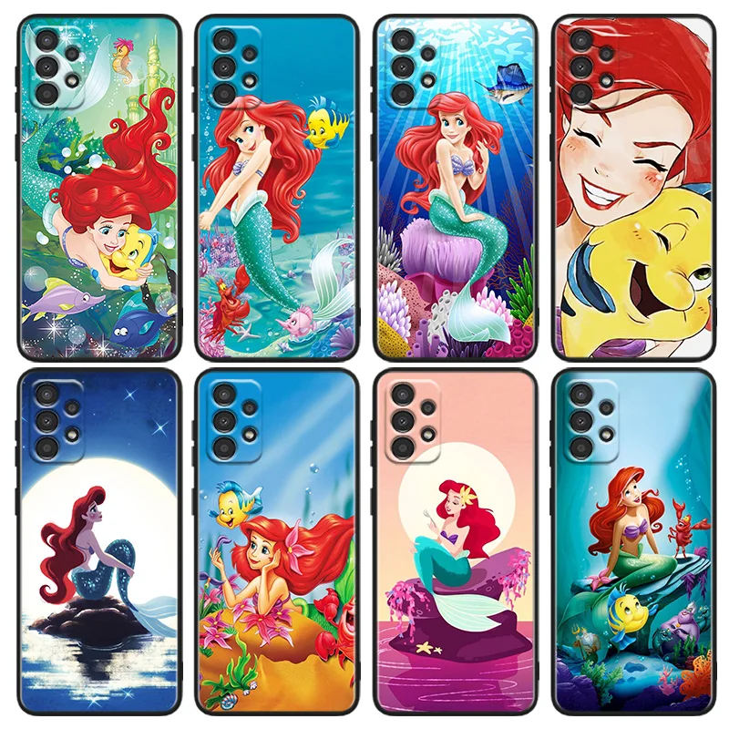 

Mermaid Disney Princess Cute Phone Case For Samsung A22S A22 A21S A14 A13 A12 A11 A04S E A03S A02S A01 Core Black Soft Cover