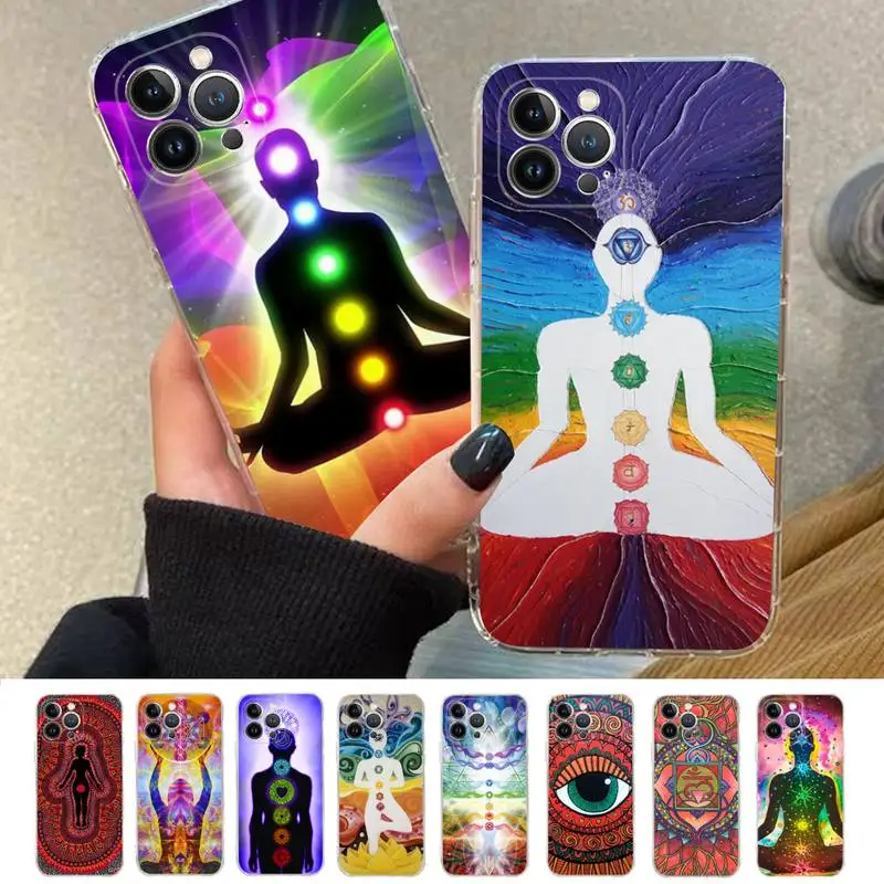 

The mandala chakra yoga Phone Case Silicone Soft for iphone 14 13 12 11 Pro Mini XS MAX 8 7 6 Plus X XS XR Cover