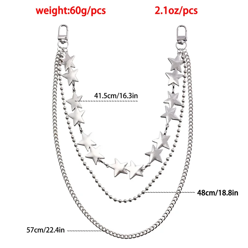 Цепочка для брюк в стиле хип-хоп с пятиконечными звездами