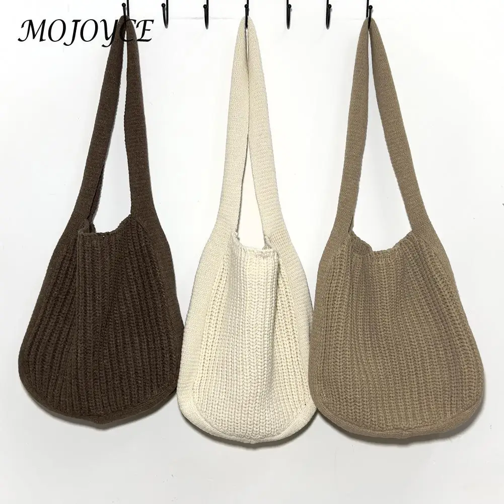 

Retro Women Tote Bag Shoulder Large Capacity Designer Handbags Autumn Knitting Shopping Top Handle Bag Women's Fashion Bags 2022