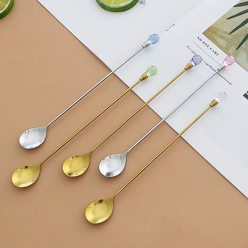 Хрустальная Бриллиантовая кофейная ложка для льда длинная перемешивающая из