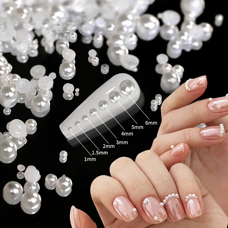 Белый жемчуг бусины для ногтей самостоятельного маникюра 3D украшение искусство