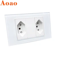 brazil socket 2 socket steel glass panel ac100v 240v household electric appliance plug and socket 10a