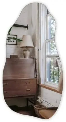 

Асимметричное зеркало для гостиной и ванной комнаты, фотоподвеска (крючок, 31,5 дюйма x 17,7 дюйма)