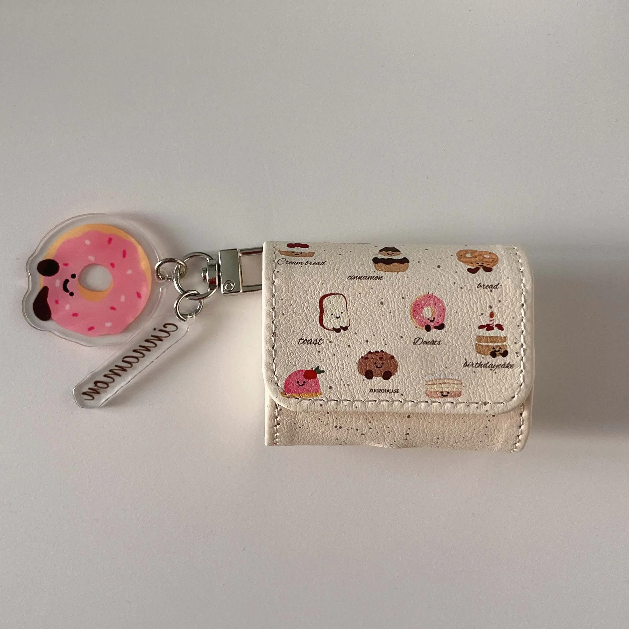 Кожаный чехол для наушников с подвеской в виде пончика Apple Airpods 4 3 Pro 2 1