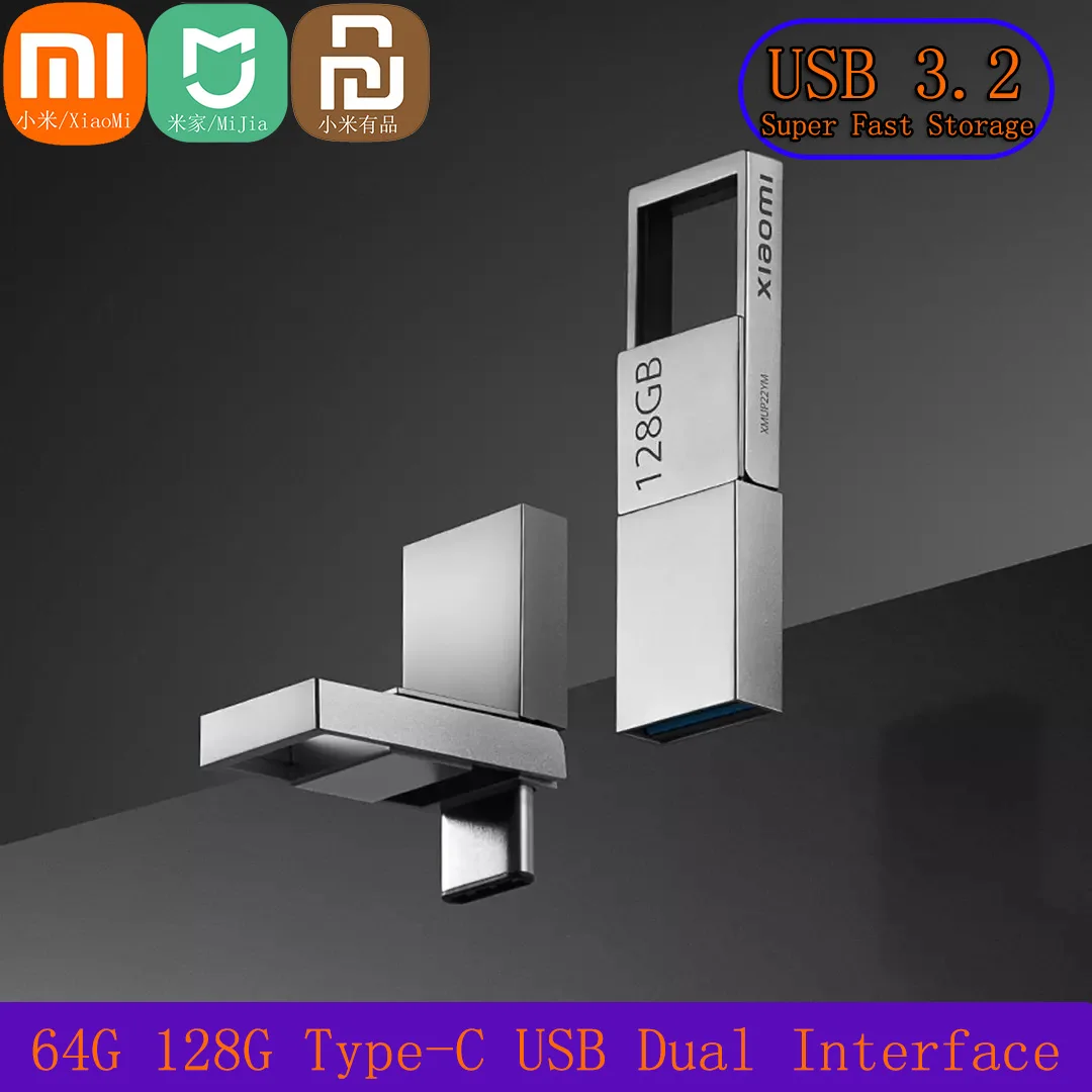Xiaomi Smart Dual Interface U Disk 64 128G супер быстрое Хранение USB 3,2 Type-C Интерфейс мобильный телефон компьютер взаимная передача