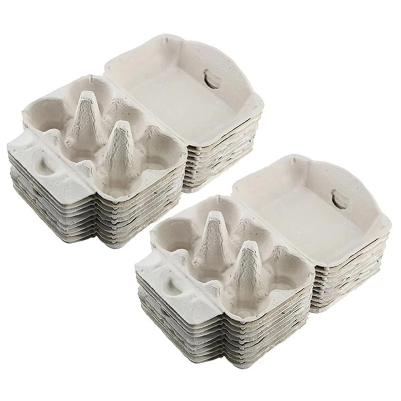 

HOT SALE Empty Egg Cartons Pulp Egg Containers Egg Tray Holder Each Holds 6 Eggs For Family Farm Market Camping Picnic Travel