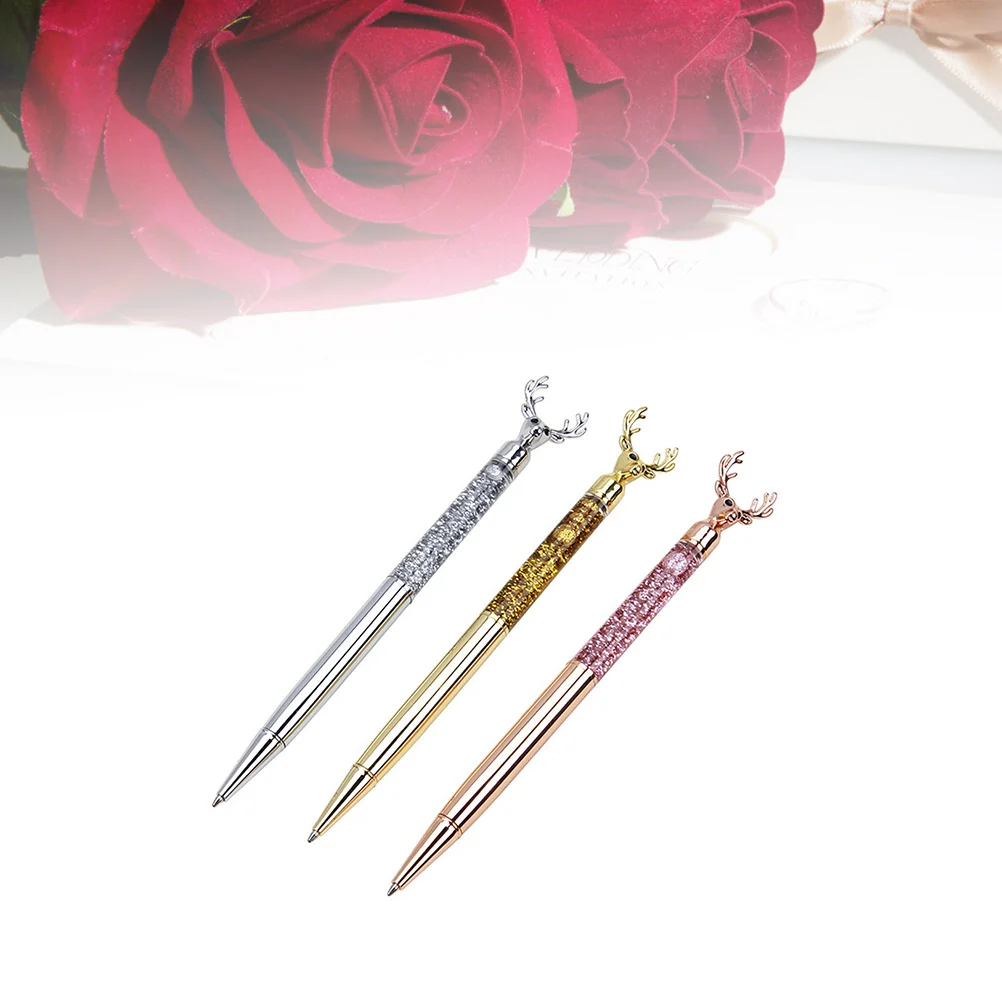 

3pcs Ballpoint Pens Reindeer Ballpoint Pens Ballpoint Pens Christmas Ballpoint Pens Deer Bling Dynamic Liquid Sand Pens