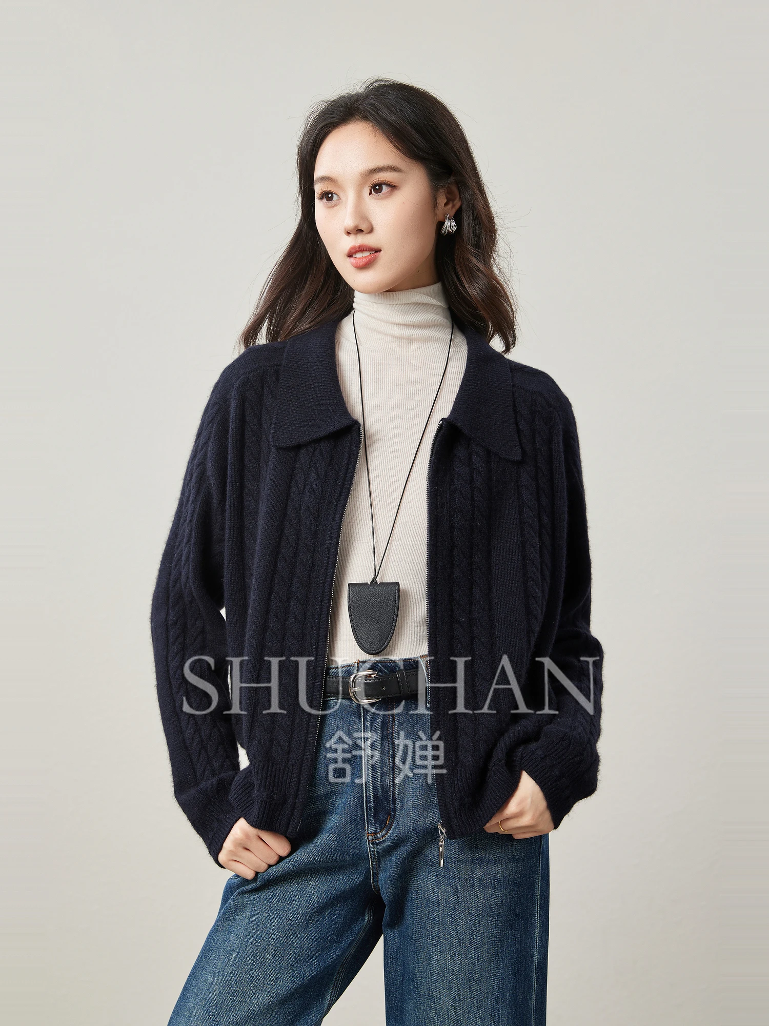 Тихий роскошный высококачественный шерстяной вязаный кардиган в стиле ретро