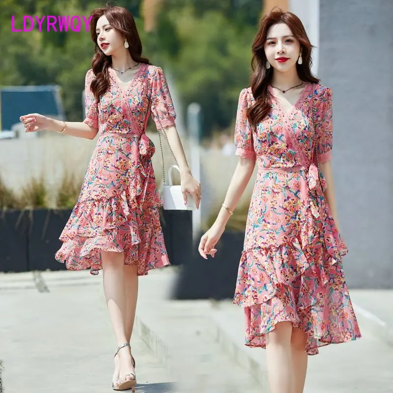 

Chiffon dress women's summer 2023 summer dress new women floral little summer