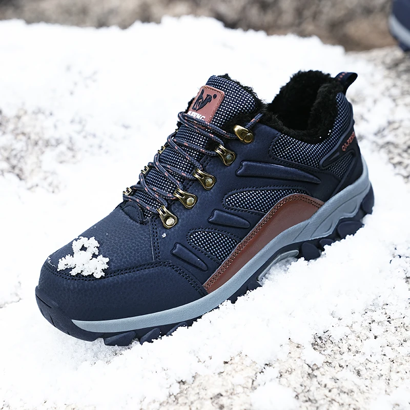 Sneakers For Men 2022 New Trekking Shoes Leather Winter Boot Waterproof Man Hiking Boots Keep Warm Snow Botas Hombre Winter Boot