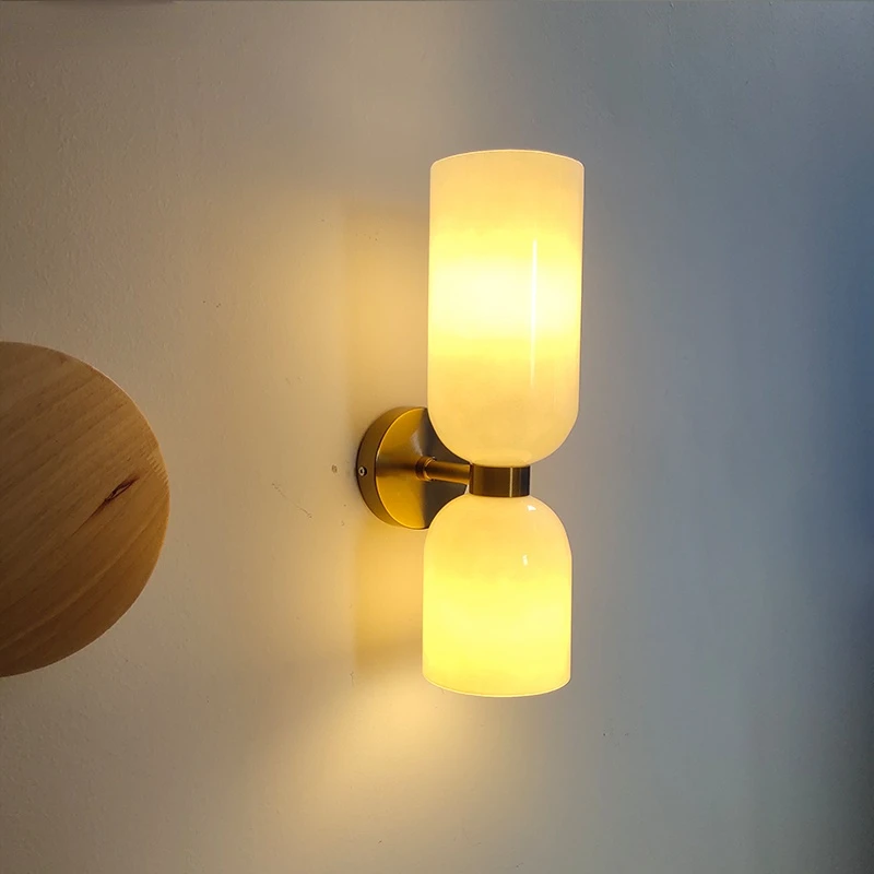 

Nordic Glass Decor Wall Lamp LED Tricolor Glass Bedroom Bedside Lamp Living Room Background Corridor Foyer Creative Sconce Light