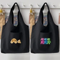 woman bag shopping bag commuter shoulder bag handbag casual cartoon bear pattern printing lady large capacity vest bag tote bag