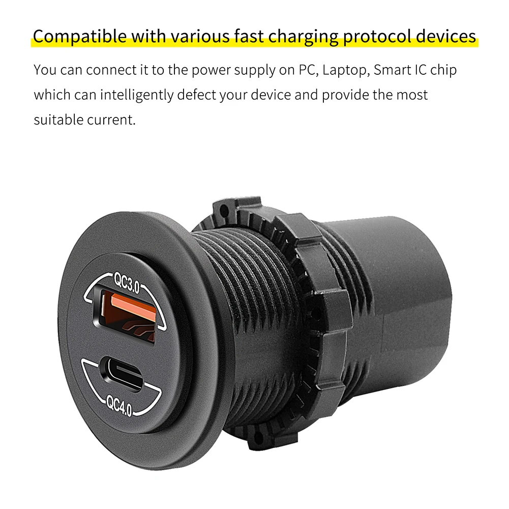 

12V/24V DC Car Charger Tablet Charging Undervoltage 20mA Boats For 12/24V Cars For Mobile Phone Charging Motorcycles 20cm Line