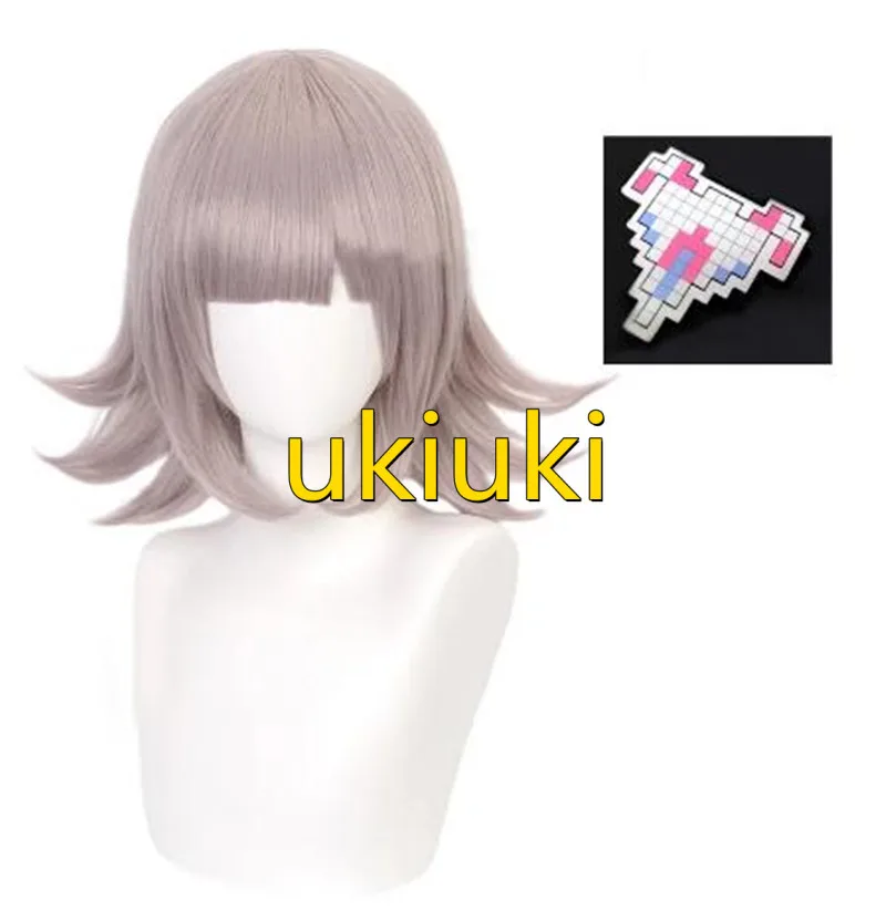 Парик для косплея Nanami ChiaKi термостойкий короткие коричневые розовые супер