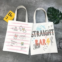 girls kawaii cartoon 3d printing canvas bags shopping bags eco friendly collapsible reusable canvas bags student grocery bags
