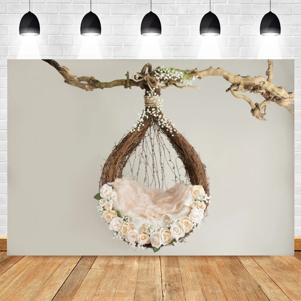 Виниловый фон для фотостудии новорожденные дети Цветы Листья тема пола реквизит