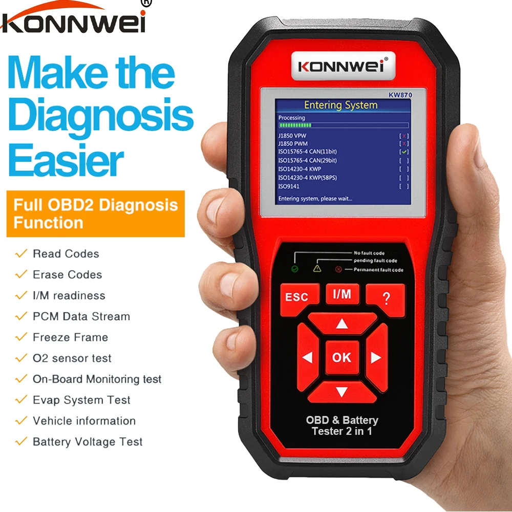 Полный сканер OBD2 Автомобильные диагностические инструменты KW850 Anto OBD и EOBD