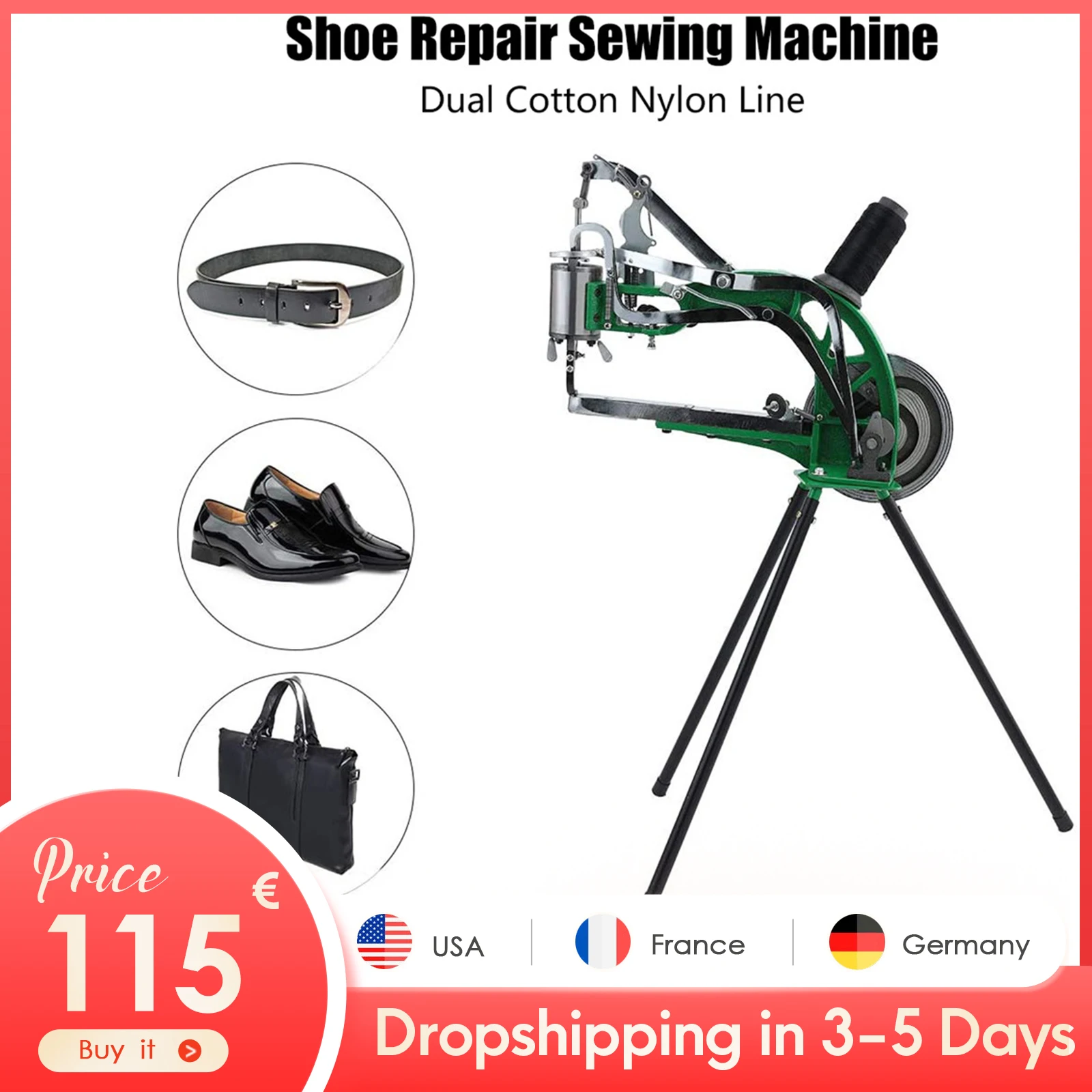 

Shoe Repair Machine Hand Cobbler Sewing Machine Dual Cotton Nylon Line Sewing Machine Manual Leather Machine For Shoes Cloth
