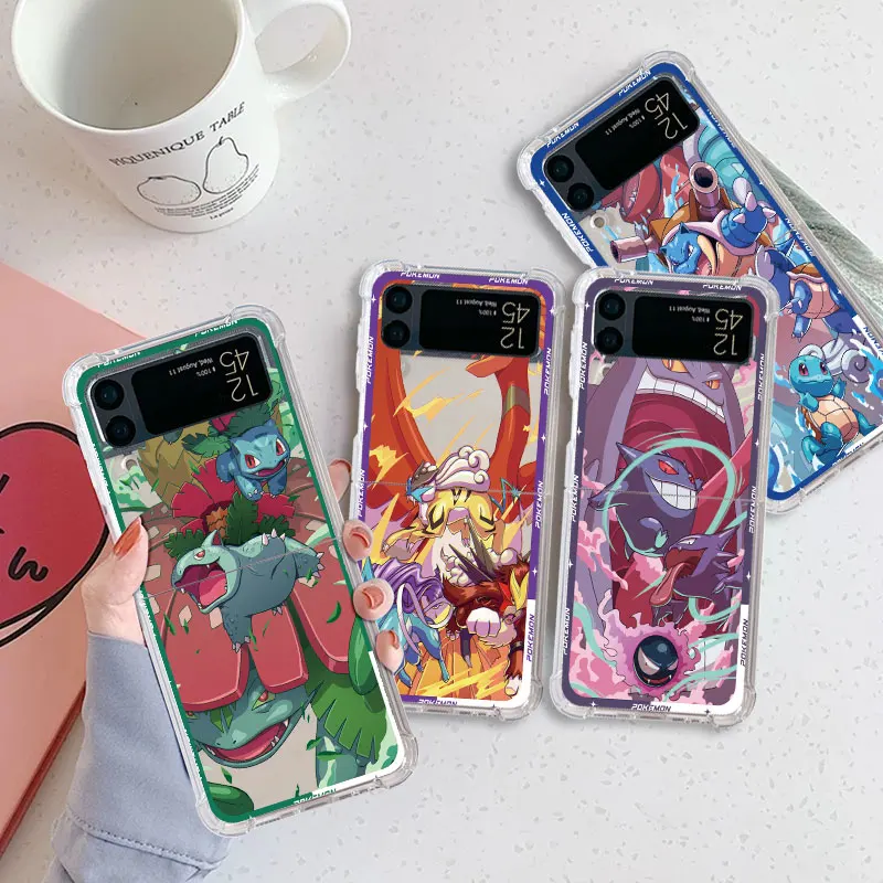 Чехол для телефона Pokemon Eeve Evoli Charizard для Samsung Galaxy Z Flip 4 Z Flip3 5G подушка безопасности для Galaxy zflip4 zflip3 zflip Funda