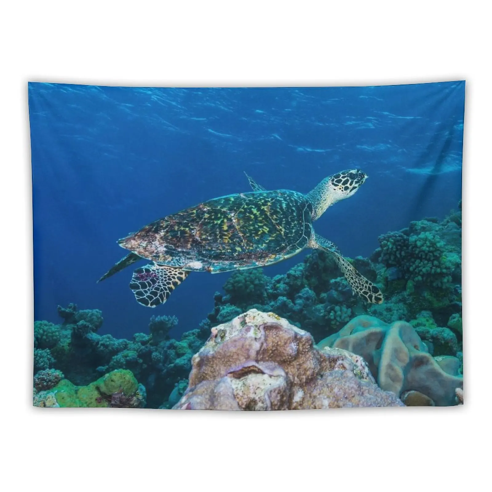 Настенный гобелен &quotЯстребийский морской черепаха на великом барьере рифа&quot