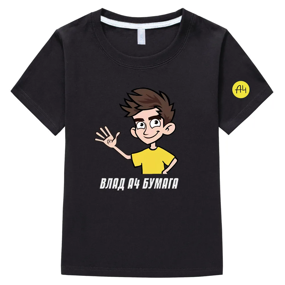 Children's 100% Cotton T Shirts Merch Vlad A4 Print Casual Family Clothing Set Boy's & Girl's Fashion Tops Short Sleeve T-Shirts