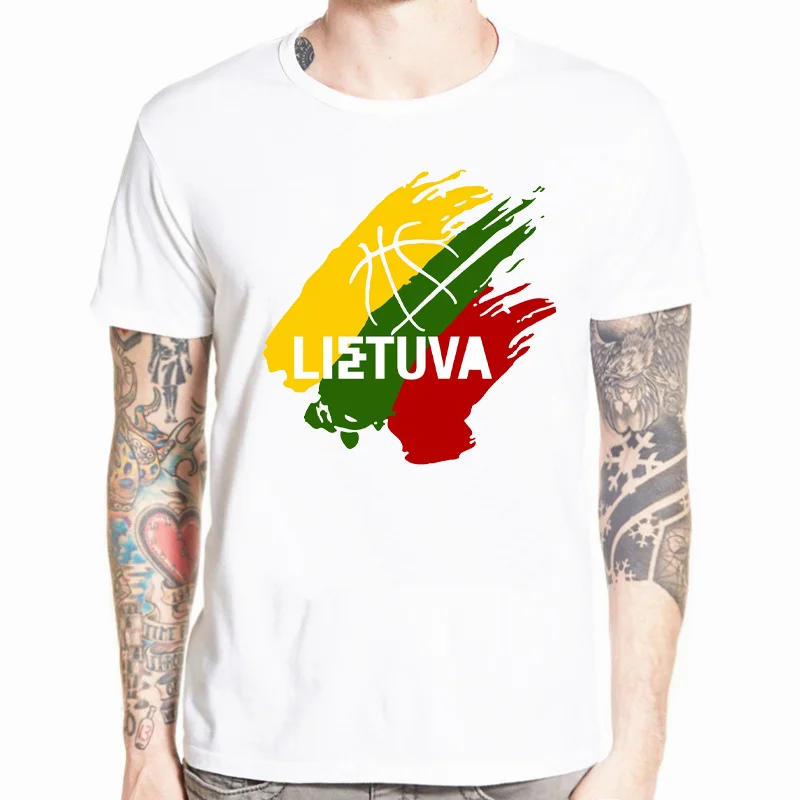 

Excellent Quality CasualT Shirt Men Clothing Basic Mens T-shirts Print Lithuania National Flag Nostalgic Style Tshirt