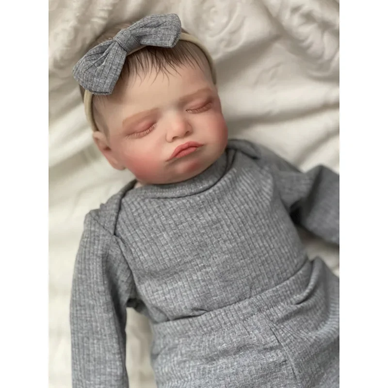 19inch Reborn Bebe Rosalie Newborn Dolls Sleeping Baby Handmade Painted Lifelike 3D Skin with Visible Veins