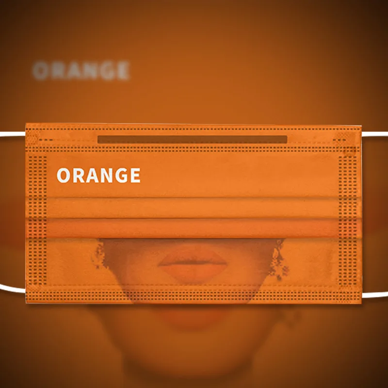 

New Adult Hermes Orange Mask 3 Layer Meltblown Cloth Disposable Independent Packaging Halloween Mask Mascara