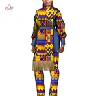 African Women Print Waist Belt Tops and Pants Sets Bazin Riche Tassel Traditional African Clothing 2 Pieces Pants Sets WY7092