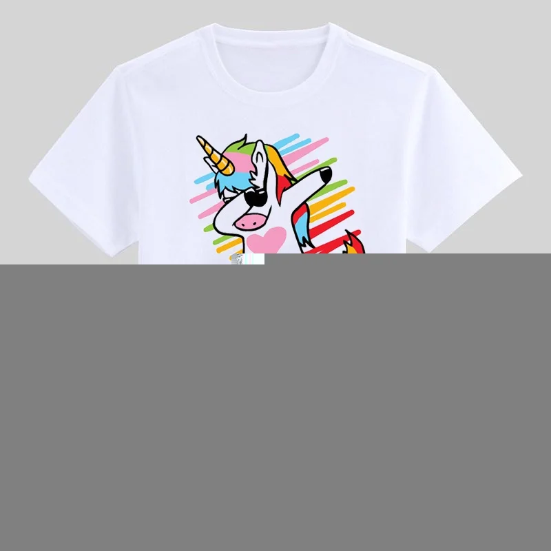 

2022 new Unicorn Cartoon T Shirt for Girls Tshirt Girl T-shirt Children Clothing Kids Clothes Boys Funny Graphic T Shirts 3-13Y