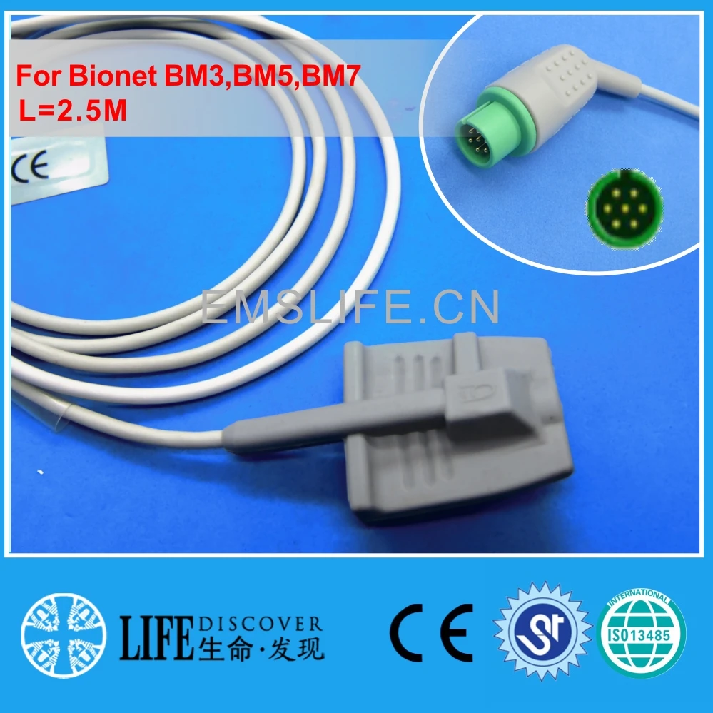 Многоразовый датчик spo2 AWT для взрослых с зажимом пальцев Bionet BM3 BM5 BM7