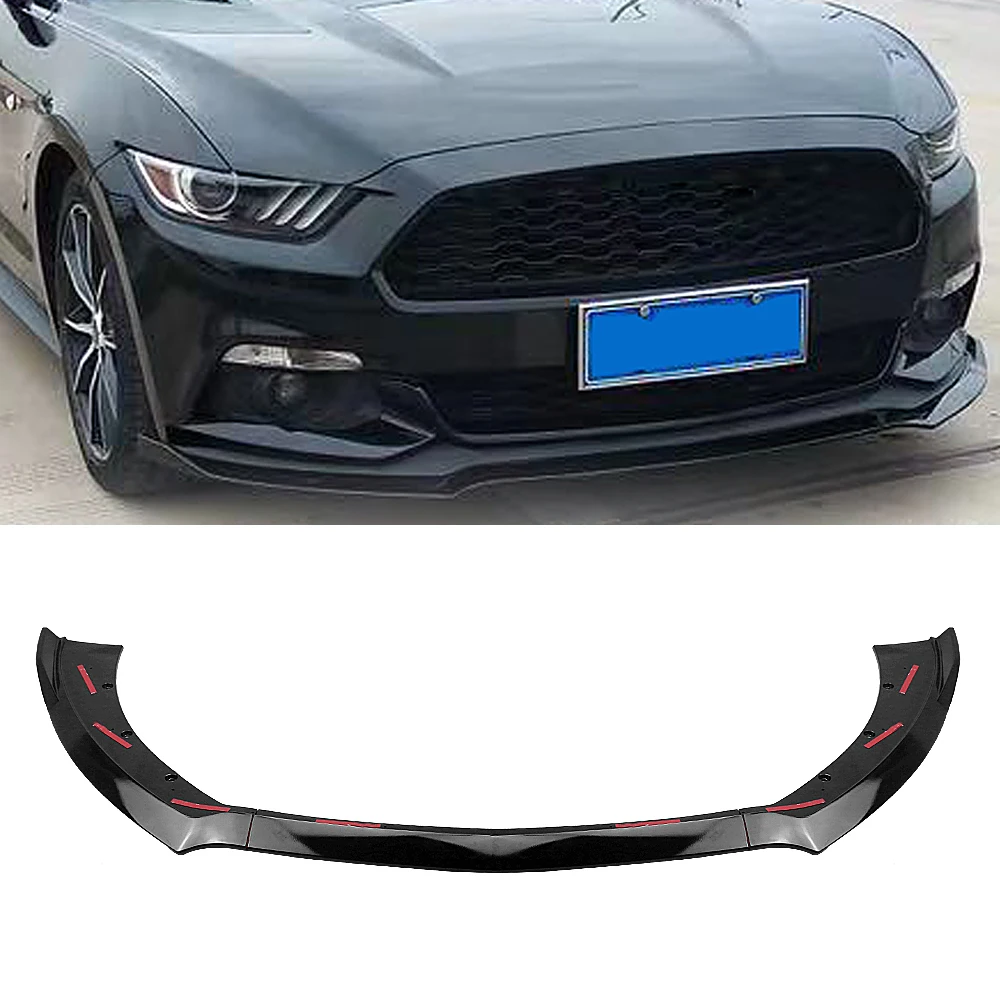 Для Ford Mustang 2015 2016 2017 глянцевый черный передний бампер спойлер нижняя часть кузова
