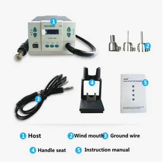 QUICK 861DW Heat Gun Lead-Free Hot Air Welding Station Hairdryer Soldering Rework 1000W