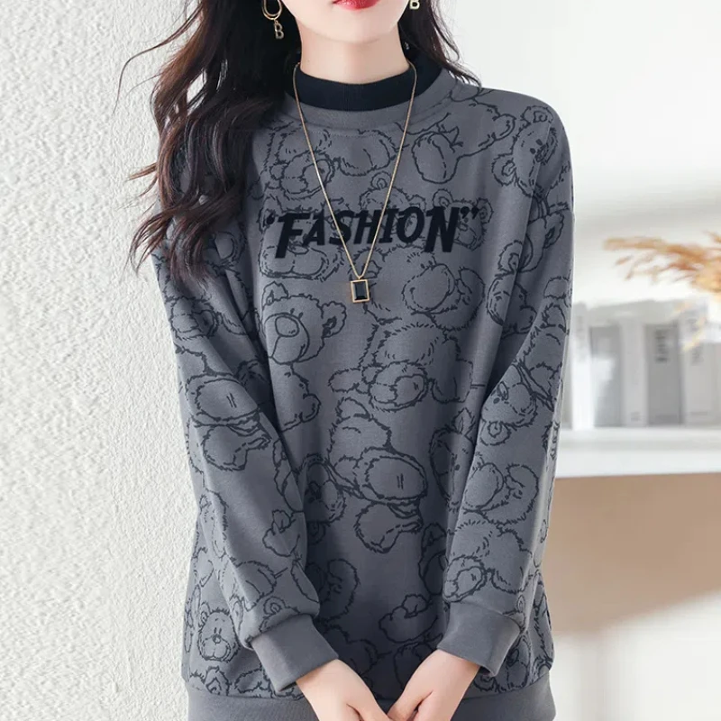 Женская толстовка с круглым вырезом принты и размеры в ассортименте