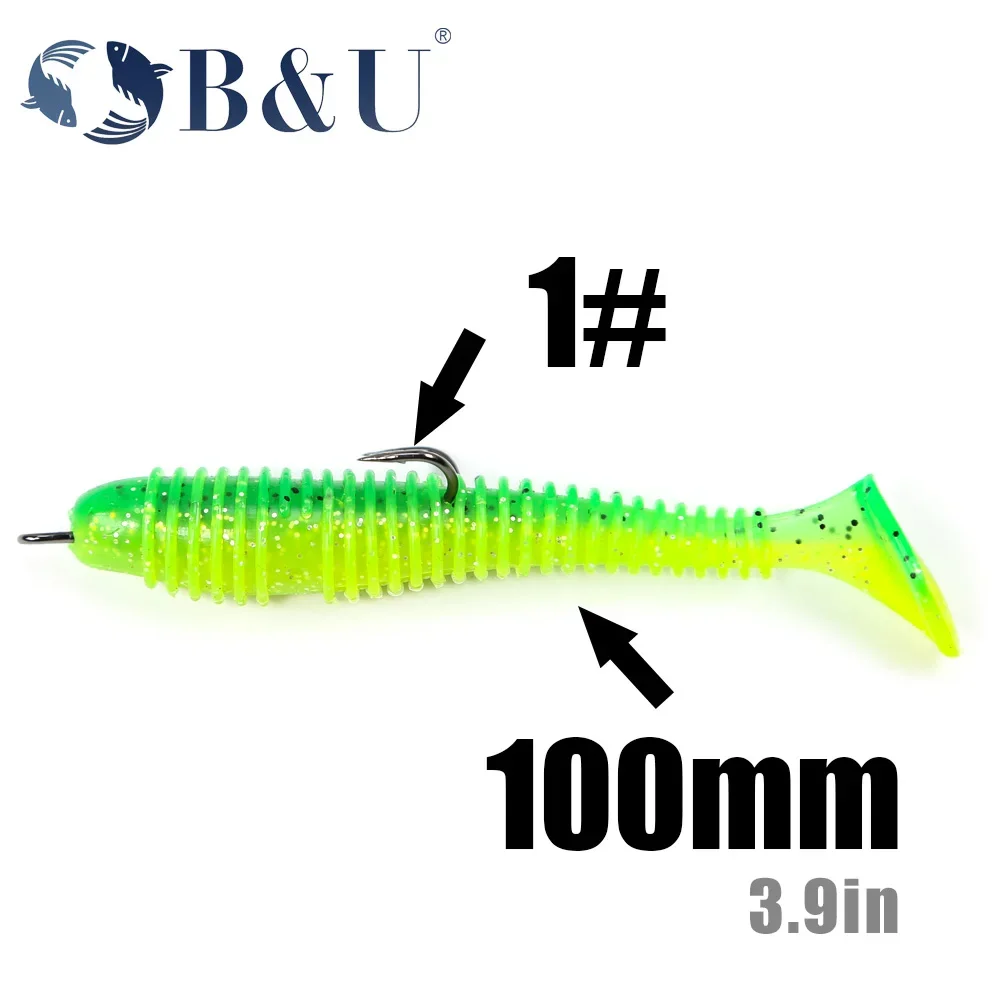 Фото Рыболовные крючки B&U, сверхдлинные двойные крючки, длинные рыболовные снасти из высокоуглеродистой стали, разные размеры, оснащенные мягкой приманкой №2