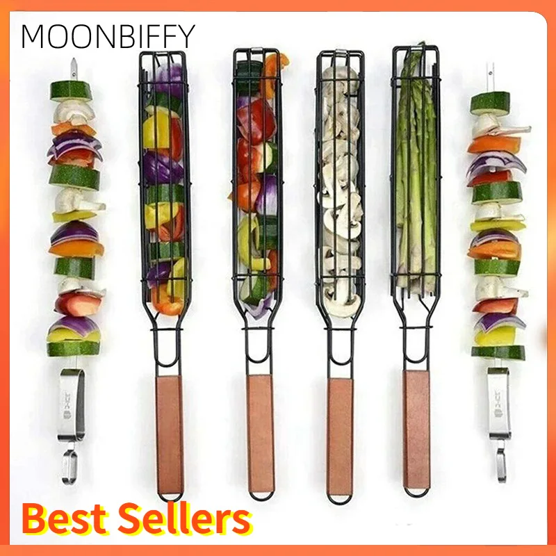 

Portable BBQ Grilling Basket Stainless Steel Barbecue Grill Basket Roasting Fish Vegetable Meet BBQ Grill Mesh Barbecue Tools
