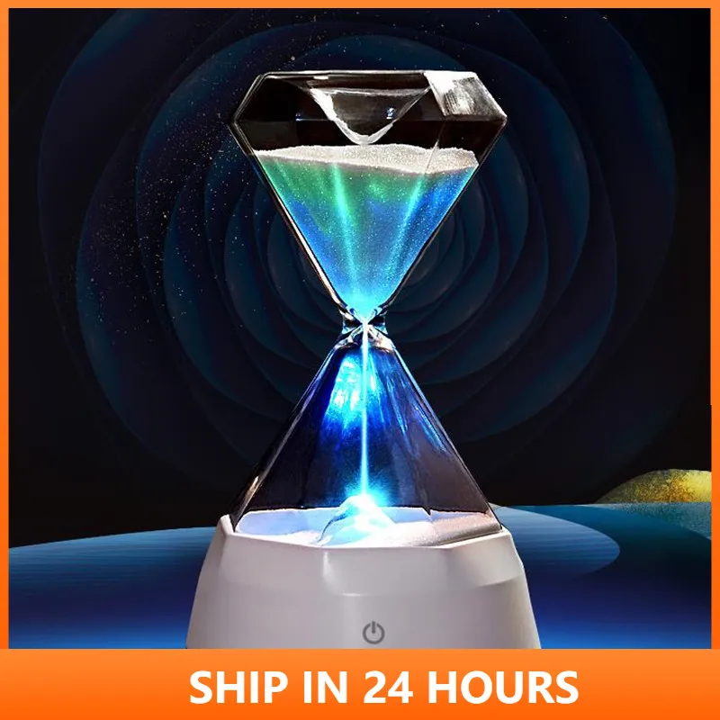 USB Rechargable 7 Color Hourglass Night Light Bluetooth-compatible Glass Hourglass Bedroom Decor Touch Night Lamp Baby Lamp 20#1